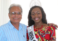 Miss Guyana UK, Zena Bland paid a courtesy call on Minister of Education, Dr. Rupert Roopnaraine at his office today. (Ministry of Education photo)