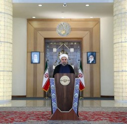 Iran's President Hassan Rouhani delivers a speech to the nation in Tehran, Iran July 14, 2015. REUTERS President.ir/Handout