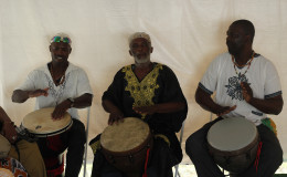 Drummers performing at the Emancipation ceremony on Friday. 