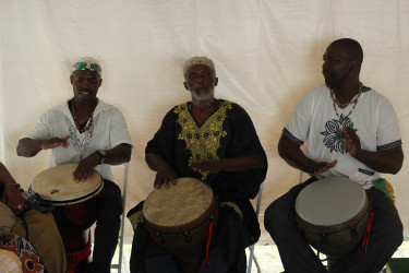Drummers performing at the Emancipation ceremony on Friday. 