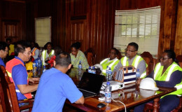 Minister Simona Broomes and team during discussions with the Barama Management Team (GINA photo)