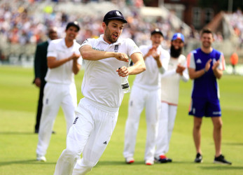 Mark Wood brings out his imaginary horse on a lap of honour following England’s victory over Australia to regain the Ashes. 