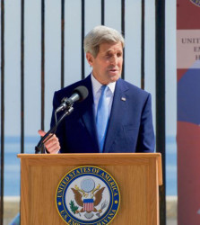 Secretary of State John Kerry at the opening of the US Embassy 