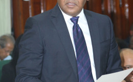 New Leader of the Opposition, Bharrat Jagdeo addressing Parliament yesterday.