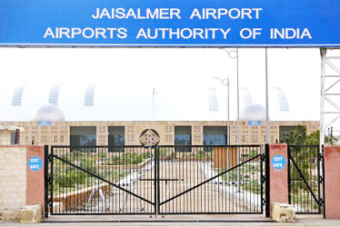 An exit gate of the Jaisalmer Airport is pictured in desert state of Rajasthan, India, August 13, 2015. Reuters/Anindito Mukherjee 