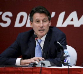 Newly elected President of International Association of Athletics Federations Sebastian Coe speaks at a news conference, in Beijing, August 19, 2015. Reuters/Jason Lee 