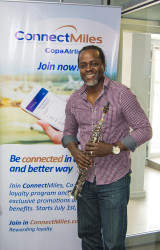 Guyanese Saxophonist Courtney Fadlin (Copa Airlines photo) 