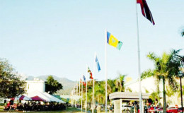 Flags fly on the lawns near the Assembly Hall at University of the West Indies, Mona, in 2010. UWI and CCHEC will sign an agreement for the redevelopment of areas of the campus, priced at around $40 billion.