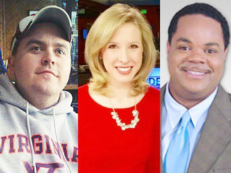 From left are cameraman Adam Ward, 27,  Alison Parker, 24, and Vester Flanagan, 41. 