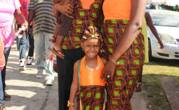 A family decked out for the Emancipation Day celebrations in the National Park yesterday. (Photo by Keno George)