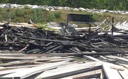 The remains of the worksite after the fire