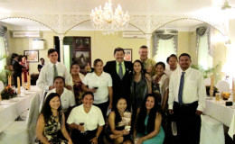 North Rupununi Cluster THAG Trainees with Minister Sydney Allicock (standing fourth from left) at the Cara Lodge Banquet Dinner