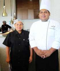 Rewa's Sous Chef in training Peggy Alvin with the Marriott Hotel Head  Chef 