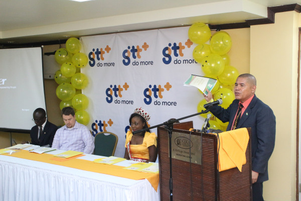 Minister of Public Health Dr. George Norton speaks during the launch of the national suicide prevention strategy on Thursday. (Photo by Keno George)