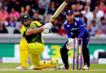 Australia’s Aaron Finch during his innings of 70 yesterday. (Reuters photo)