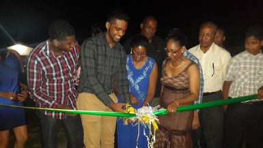 Members of the Haynes family at the ribbon cutting with Minster of Tourism Cathy Hughes (third, left), Joel Haynes (second, left), Dr Esther Haynes (third, right) and Dr Joseph Haynes (second, right) 