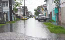 Flooding in Albouystown yesterday after a few hours of rain  