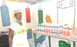 Claudette Croft and a product display
