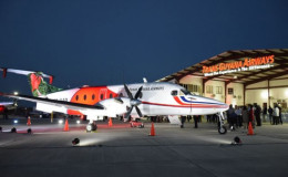 The Raytheon Beechcraft 1900D aircraft, which was commissioned by Trans Guyana Airways and Correia Group of Companies on Thursday. (Ministry of the Presidency photo)
