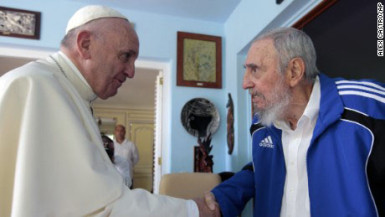 Pope Francis meeting Fidel Castro yesterday (CNN)