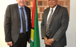 Australian High Commissioner to Guyana Ross Tysoe and Minister of Governance Raphael Trotman