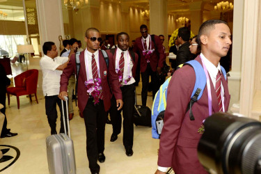 The West Indies players upon their arrival in Sri Lanka. (Courtesy of Sri Lanka Cricket Board website) 