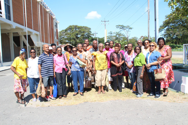 Veteran educators and Luminous Women’s Group members pose for a photo outside the National Cultural Centre before leaving for their trip yesterday. (Photo by Keno George) 