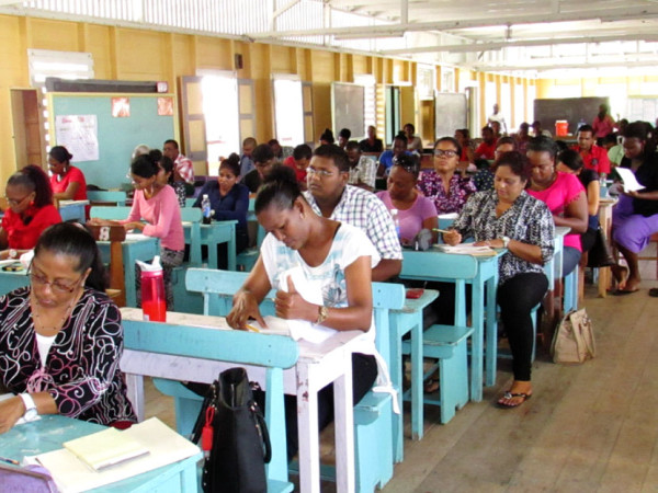 Participants at the J.C. Chandisingh Secondary School, Region Six (GECOM photo) 