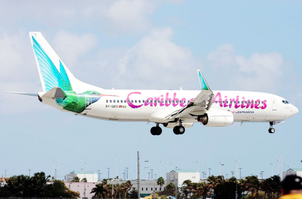 Caribbean Airlines aircraft in flight