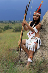 Photo:   Sherica attired in the traditional clothing of her people during  a photo shoot in Rupununi. (Photo by Yimochi Melville)