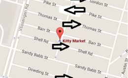 A map showing the new one-way streets in Kitty
