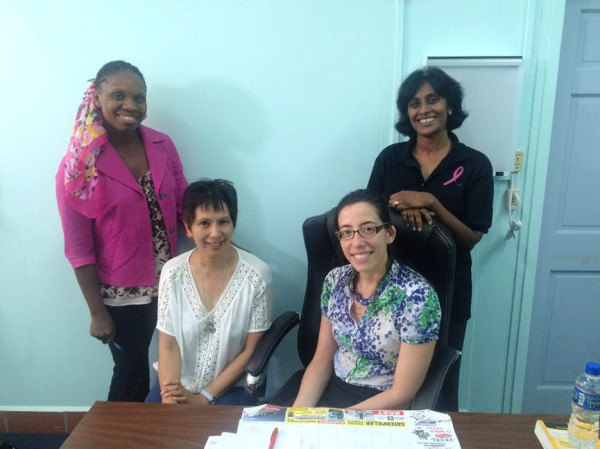 Dr. Andrea Lambert (left), Director of the Epilepsy Foundation of Guyana, Dr. Lyvia Dabydeen (seated at left), Dr. Laura Mantoan (seated at right), and Dr. Mallika Mootoo, Vice-President of Epilepsy Foundation of Guyana 
