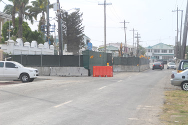 The barricades on Young Street to facilitate the embassy’s rehabilitative and infrastructural works 