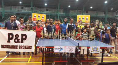 The various prize winners pose for a photo opportunity after the tournament. 