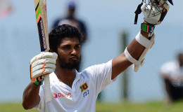Dinesh Chandimal century’s on Day 2 of the 1st Test match between West Indies and Sri Lanka at the International Cricket Stadium, Galle yesterday. WICB Media Photo