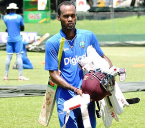Opener Kraigg Brathwaite winds up a session in the nets as West Indies finish up preparation for the second Test. (Photo courtesy WICB Media)  