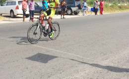 Raynauth Jeffrey crosses the line unchallenged in the first stage yesterday at Schoonord.

