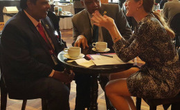 Prime Minister Moses Nagamootoo (left) with Minister of Governance Raphael Trotman (centre) and US Ambassador to the United Nations, Samantha Power at the Mexico forum (PM Moses Nagamootoo’s Facebook page)
