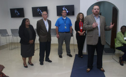 From left: Vice President of Operations Dr. Dale Dan, Regional Human Resources Manager Matthew Kilmer, Director of Business Services Larry Sell, Director of Training Teleperformance USA Sarah Miller and Executive Vice President of Teleperformance USA Mike Corrigan
