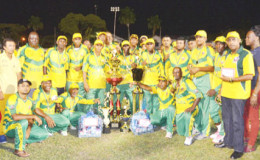 The victorious Regal team after being declared champions of the Open category of the fifth annual Guyana Softball Cup tournament.
