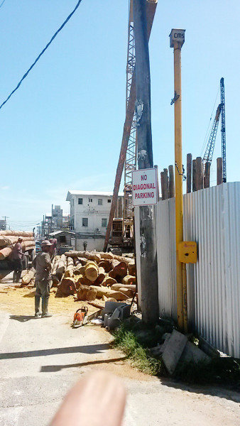 On the radar: Work ongoing at the Robb and Camp streets work site at which a giant crane collapsed recently. The owner has now been  cited by the Ministry of Social Protection for twelve safety and other work site violations. 