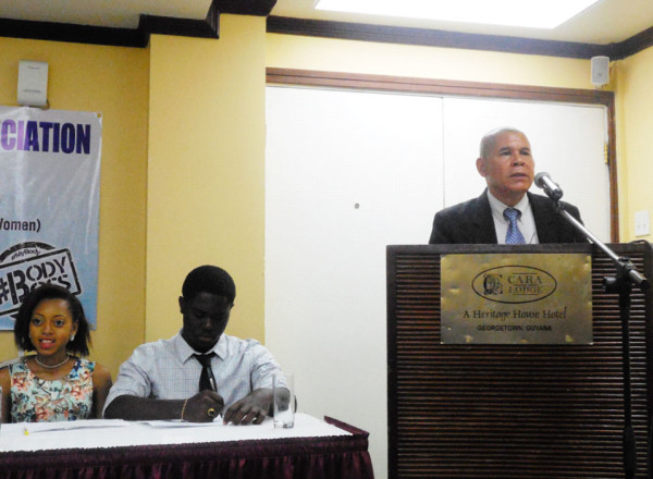 Public Health Minister Dr George Norton addressing the audience yesterday at the Guyana Responsible Parenthood Association’s 42nd Annual General Meeting.