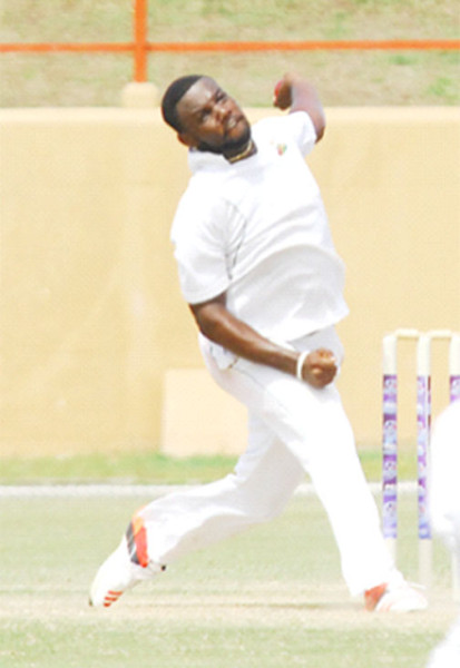 Left-arm seamer Raymon Reifer was lethal yesterday, ripping through the Volcanoes top order. (Orlando Charles photo 