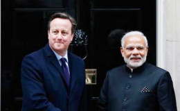 Prime Minister Narendra Modi’s is greeted by Britain’s Prime Minister David Cameron outside 10 Downing Street, in London, November 12, 2015. Reuters/Peter Nicholls
