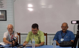 From left to right are OAI spokesman Kit Nascimento, Chairman of the OAI Board Michael Correia and Chief Executive Officer Anthony Mekdeci, who hosted a news conference yesterday. 