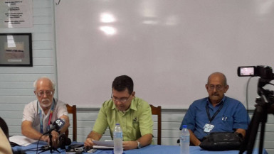 From left to right are OAI spokesman Kit Nascimento, Chairman of the OAI Board Michael Correia and Chief Executive Officer Anthony Mekdeci, who hosted a news conference yesterday. 
