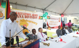 President David Granger addressing the gathering at the launch of the Salvation Army Christmas appeal