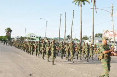  Guyana Defence Officers on the army’s 50th anniversary route march (GINA photo) 