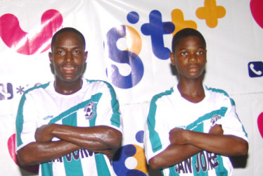 Victoria Kings goalscorers (from left) Alden Lawrence and Orwin Bishop
