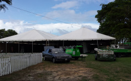 Rent-A-Tent was constructing one of the larger pavilions that will have the capacity to house some 70 booths. 